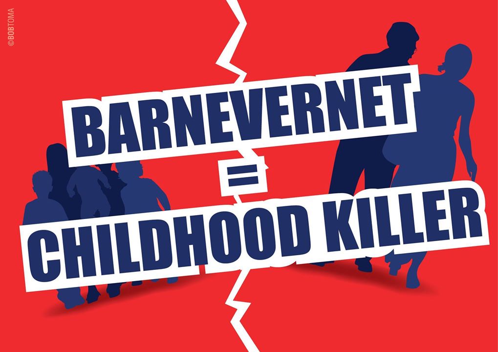 AFIS PENTRU PROTEST - BARNEVERNET = CHILDHOOD KILLER
