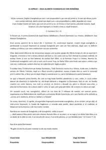 15 APRILIE - ZIUA ALIANTEI EVANGHELICE DIN ROMANIA 15 APRILIE - ZIUA ALIANTEI EVANGHELICE DIN ROMANIA