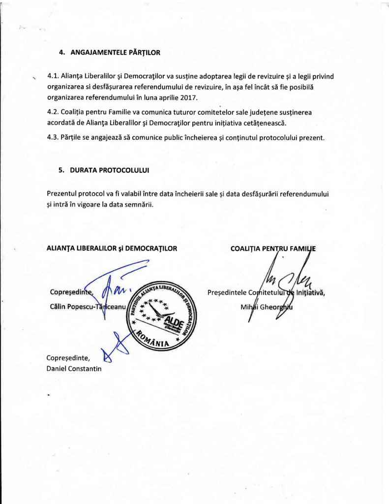 PROTOCOLUL INCHEIAT INTRE ALDE SI COALITIA PENTRU FAMILIE - ULTIMA PAGINA PROTOCOLUL INCHEIAT INTRE ALDE SI COALITIA PENTRU FAMILIE - ULTIMA PAGINA