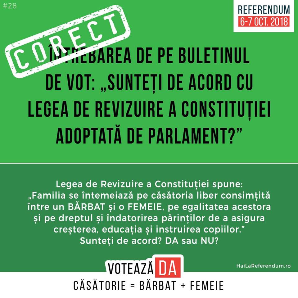INTREBAREA DE LA REFERENDUMUL PENTRU CASATORIE ESTE FOARTE CORECTA INTREBAREA DE LA REFERENDUMUL PENTRU CASATORIE ESTE FOARTE CORECTA