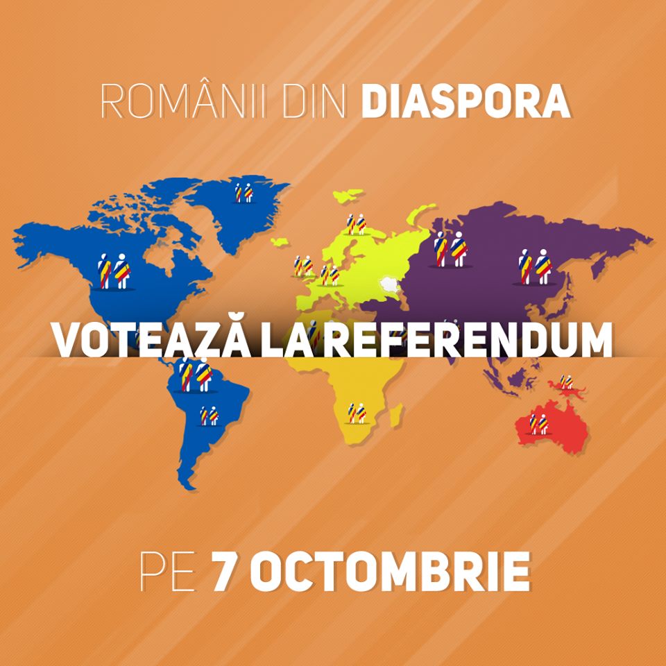 ROMANII DIN DIASPORA SI CETATENII ROMANI DIN REPUBLICA MOLDOVA POT VOTA LA REFERENDUMUL PENTRU CASATORIE DIN 7 OCTOMBRIE 2018