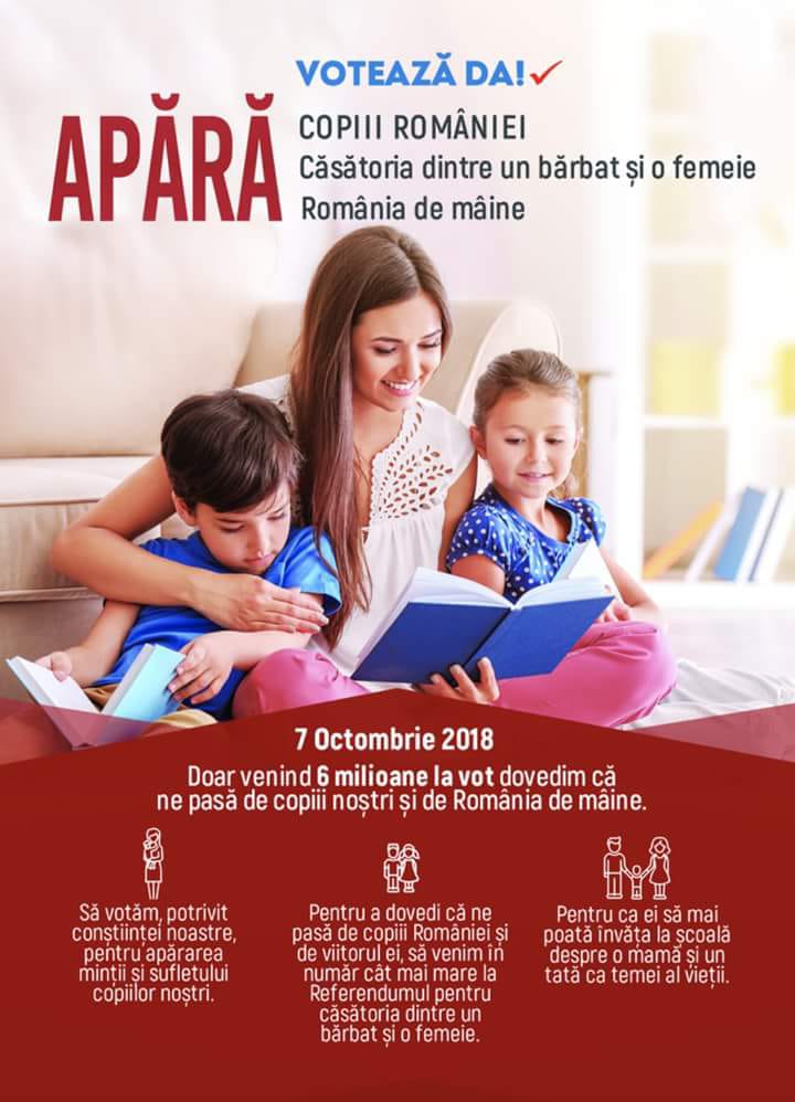 VINO LA REFERENDUMUL PENTRU CASATORIA NATURALA SI APARA COPIII ROMANIEI!
