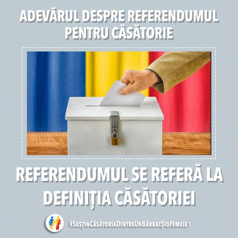 REFERENDUMUL SE REFERA LA DEFINITIA CASATORIEI