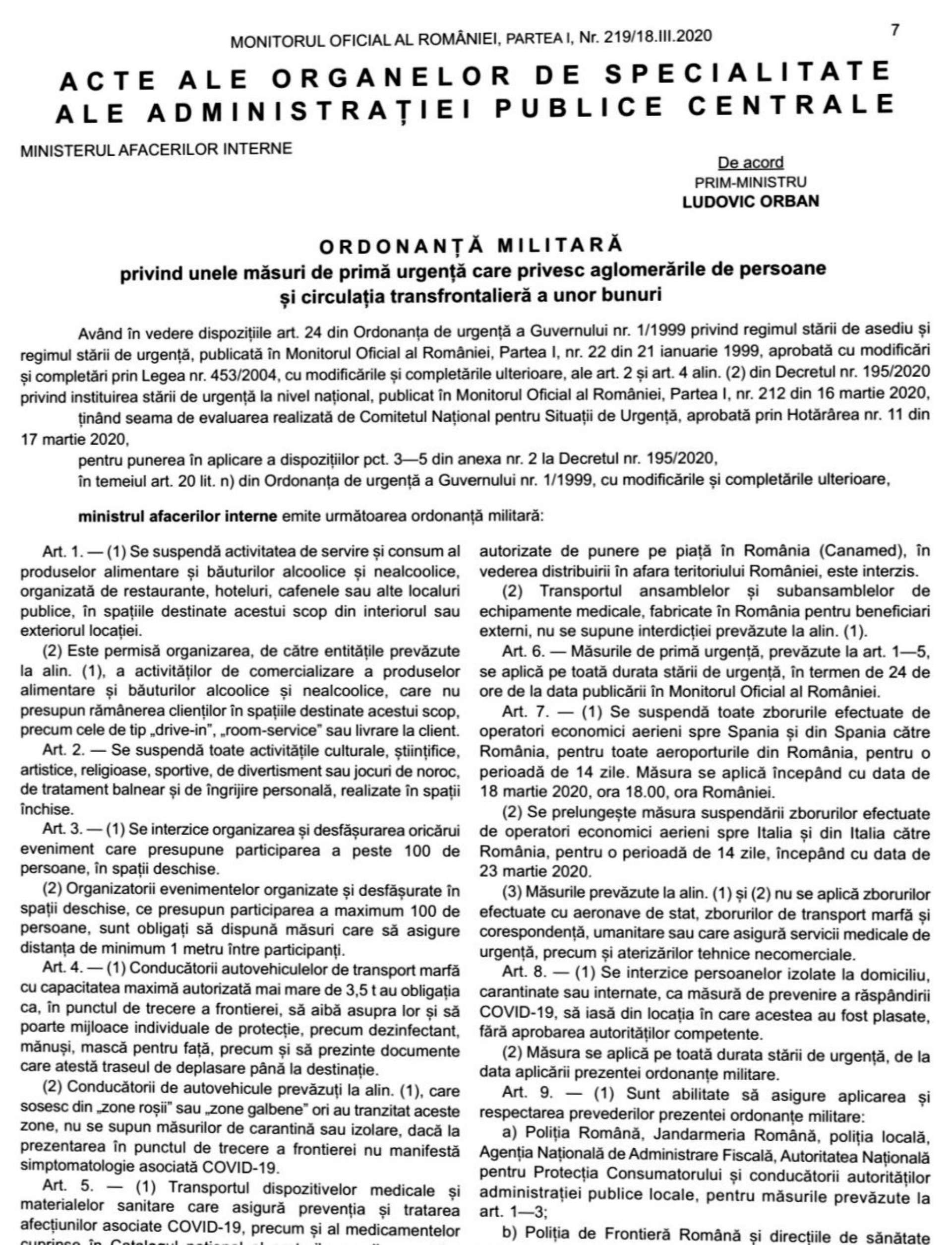 ORDONANTA MILITARA NR.1-2020 MASURI DE PRIMA URGENTA PARTEA I ORDONANTA MILITARA NR.1-2020 MASURI DE PRIMA URGENTA PARTEA I