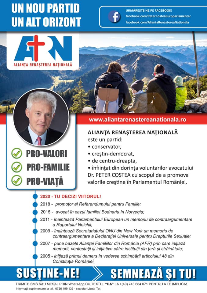 ALIANTA RENASTEREA NATIONALA TREBUIE VOTATA DE TOTI ROMANII CARE PRETIND CA SUNT CRESTINI!