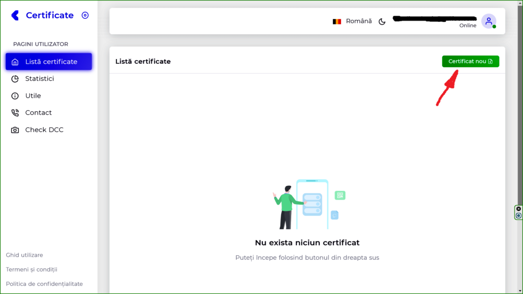 PAGINA DE INTERNET PE CARE POTI SA OBTII CERTIFICATUL COVID