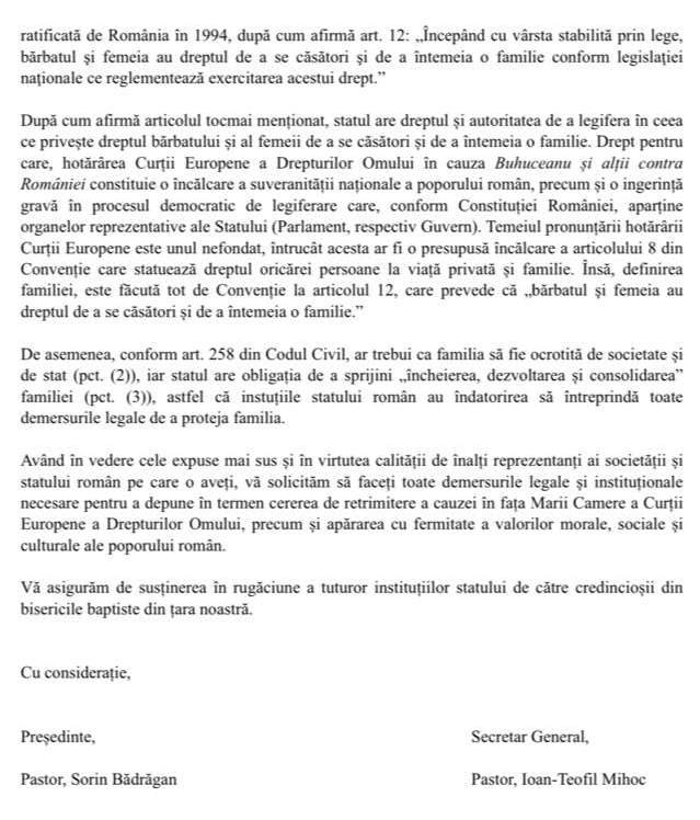 Biserica Baptista - Comunicat privind ingerinta CEDO in dreptul national al Romaniei (partea II) Biserica Baptista - Comunicat privind ingerinta CEDO in dreptul national al Romaniei (partea II)