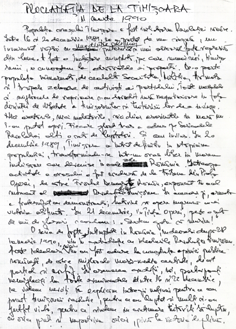 PROCLAMATIA DE LA TIMISOARA - 11 MARTIE 1990 PROCLAMATIA DE LA TIMISOARA - 11 MARTIE 1990